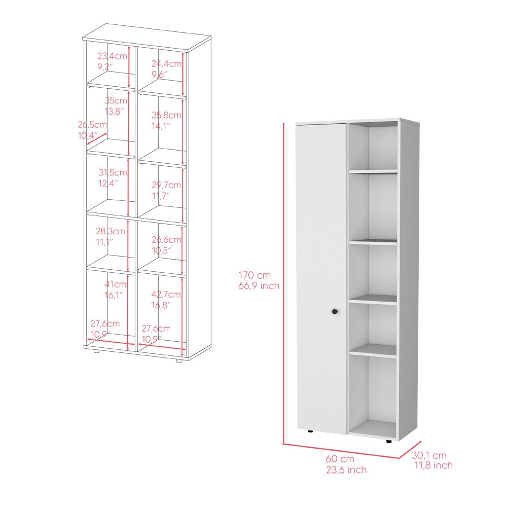 Multistorage Kitchen Pantry with Multiple Shelf Heights and Contemporary White Finish