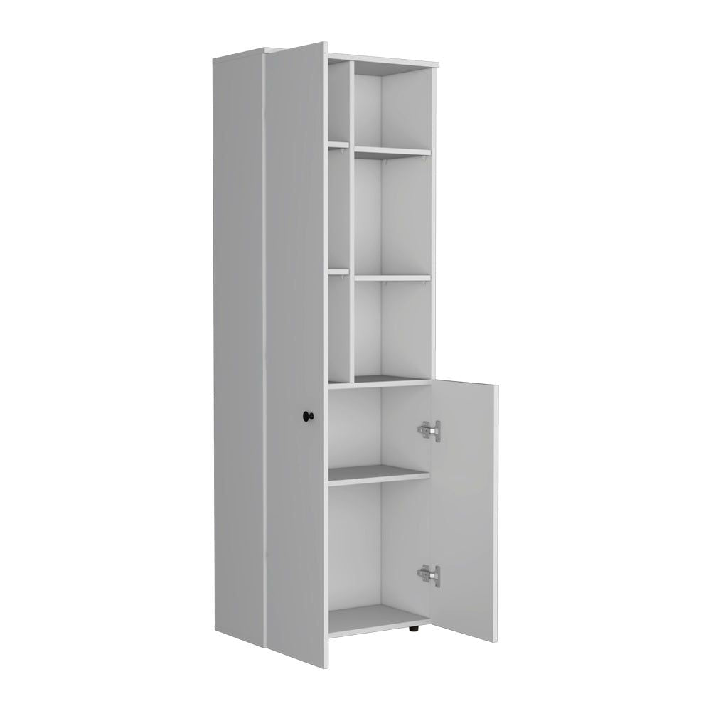 Multistorage Riverton Kitchen Cabinet - Elegant White with Black Hardware