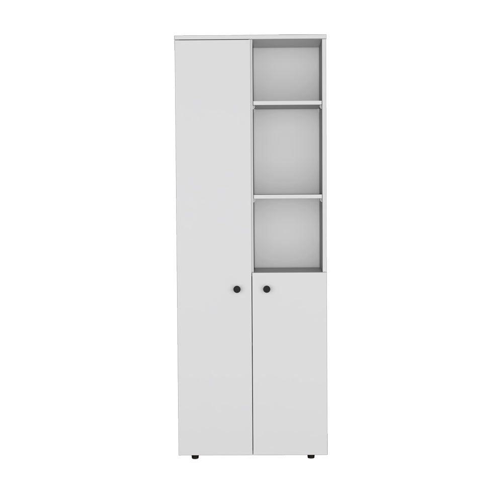 Multistorage Riverton Kitchen Cabinet - Elegant White with Black Hardware