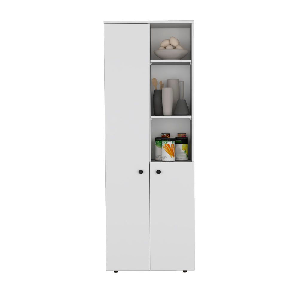 Multistorage Riverton Kitchen Cabinet - Elegant White with Black Hardware