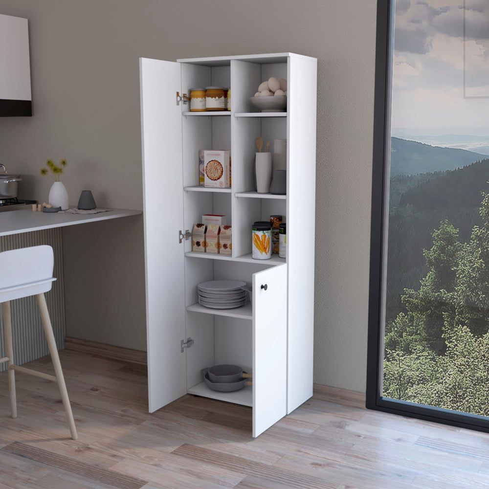 Multistorage Riverton Kitchen Cabinet - Elegant White with Black Hardware