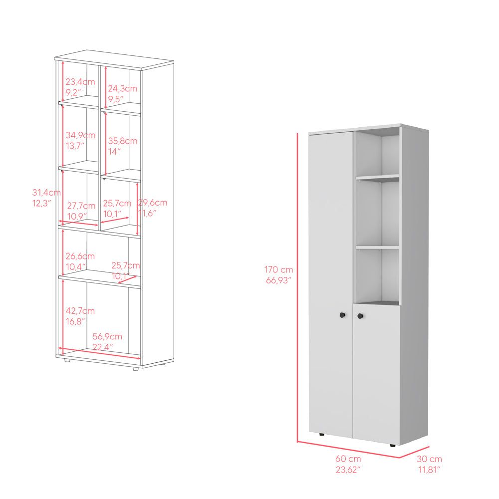 Multistorage Riverton Kitchen Cabinet - Elegant White with Black Hardware