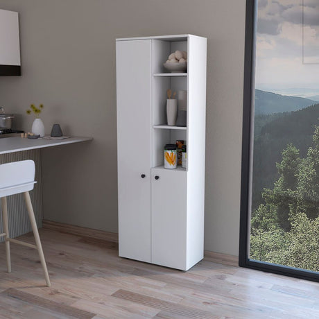 Multistorage Riverton Kitchen Cabinet - Elegant White with Black Hardware