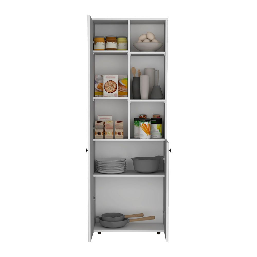 Multistorage Riverton Kitchen Cabinet - Elegant White with Black Hardware