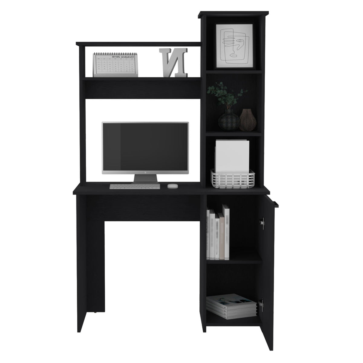 Muncy Computer Desk with Hutch and Cabinet Storage