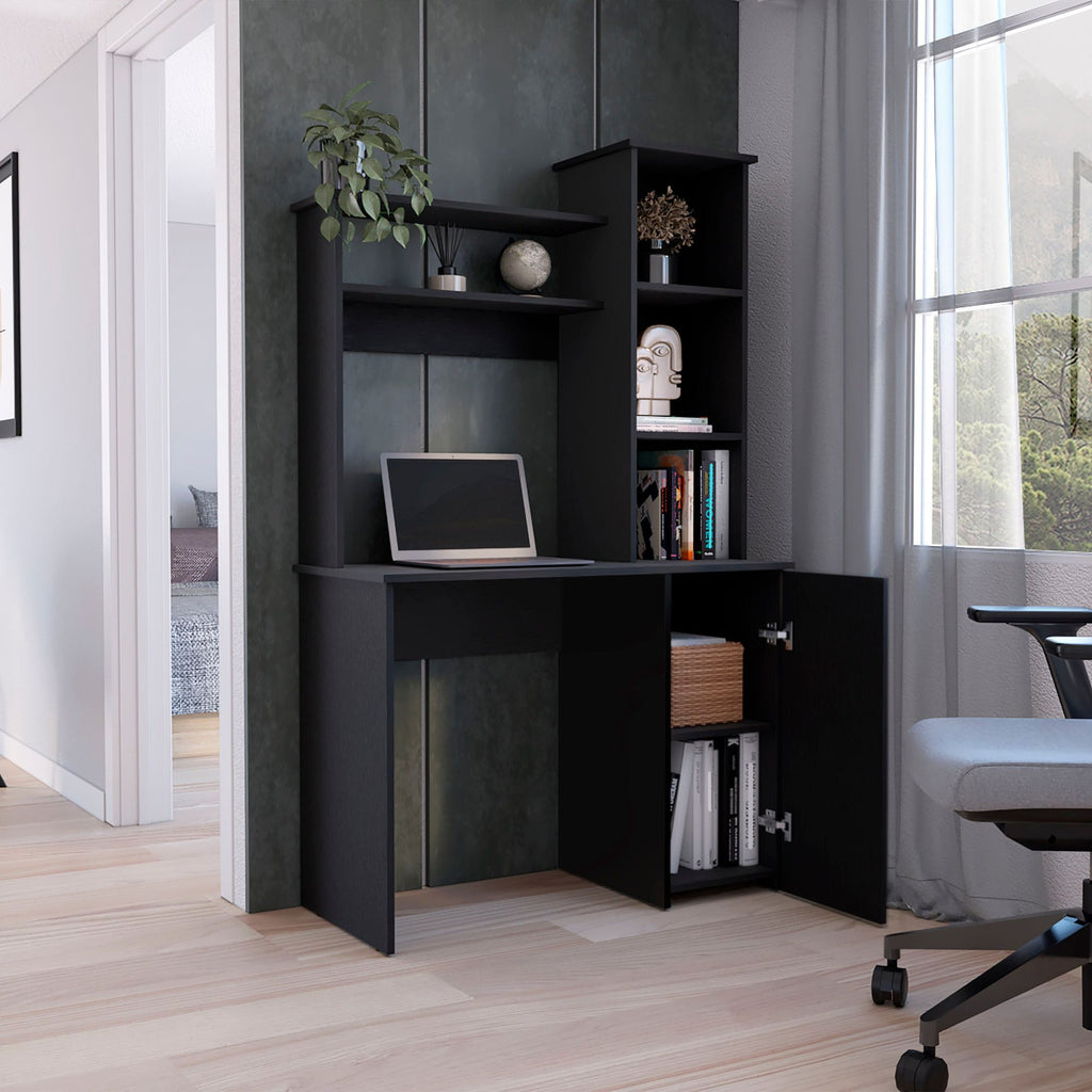 Muncy Computer Desk with Hutch and Cabinet Storage