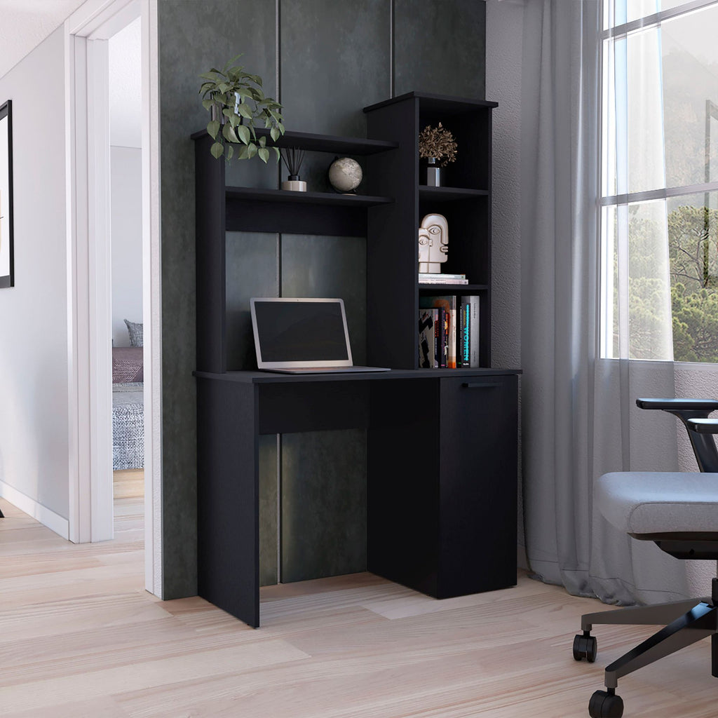 Muncy Computer Desk with Hutch and Cabinet Storage