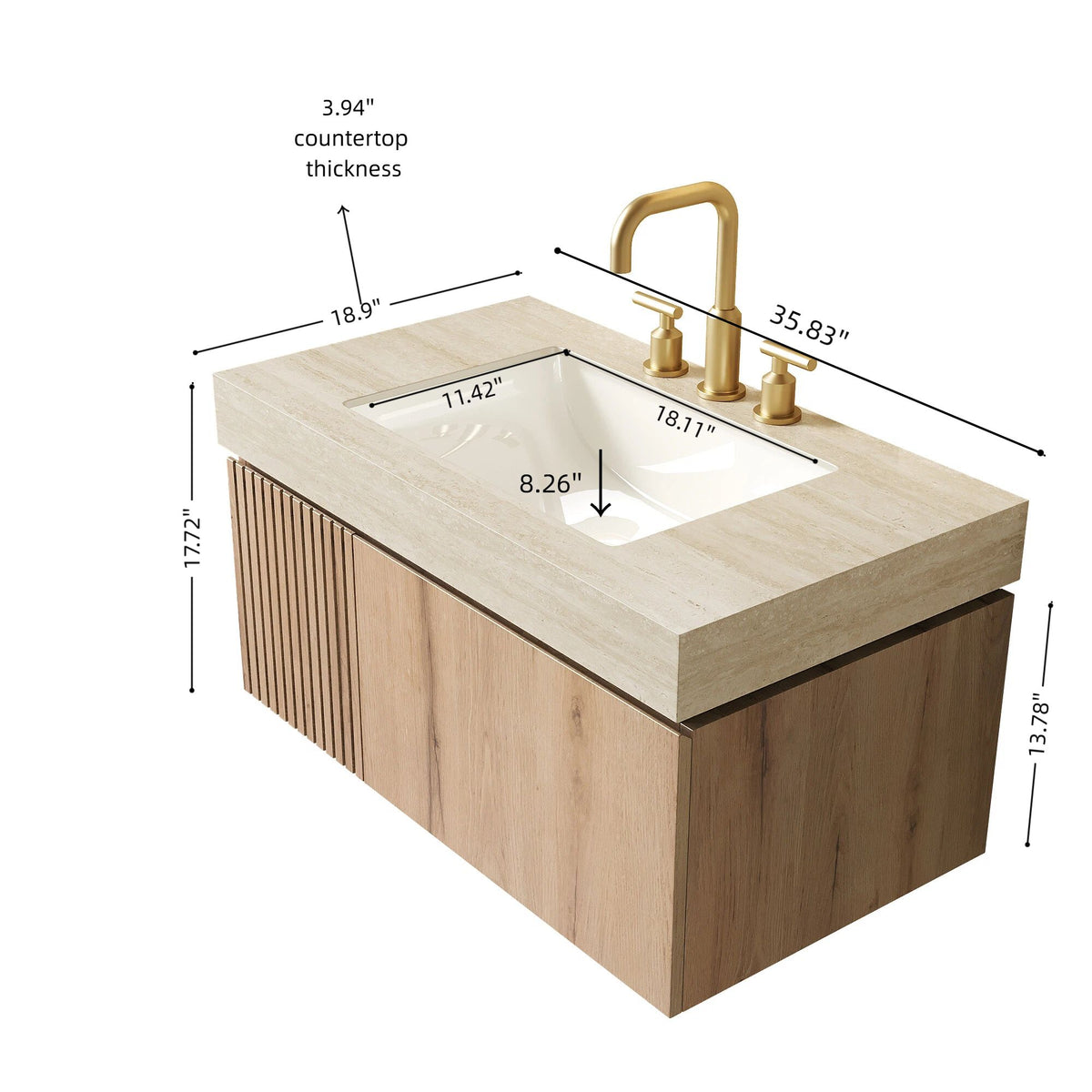 Modern Floating Bathroom Vanity with Sink and Storage