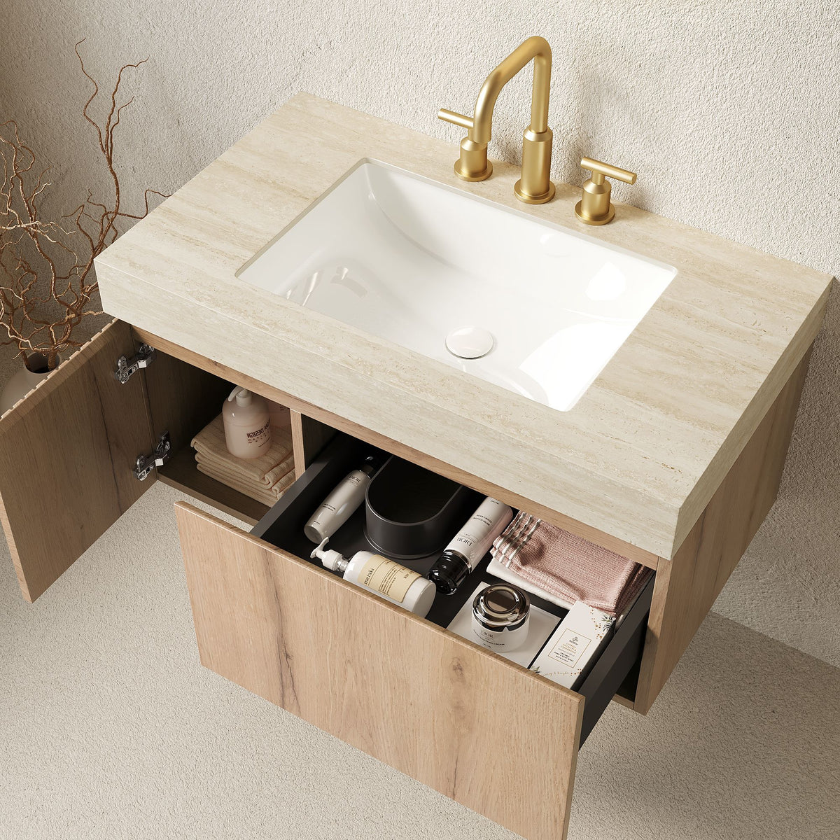 Modern Floating Bathroom Vanity with Sink and Storage
