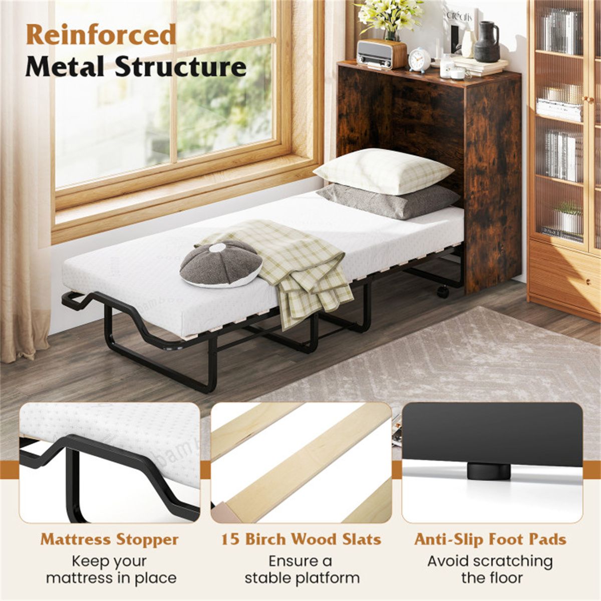 Rolling Foldable Cabinet Bed for Flexible Guest Spaces
