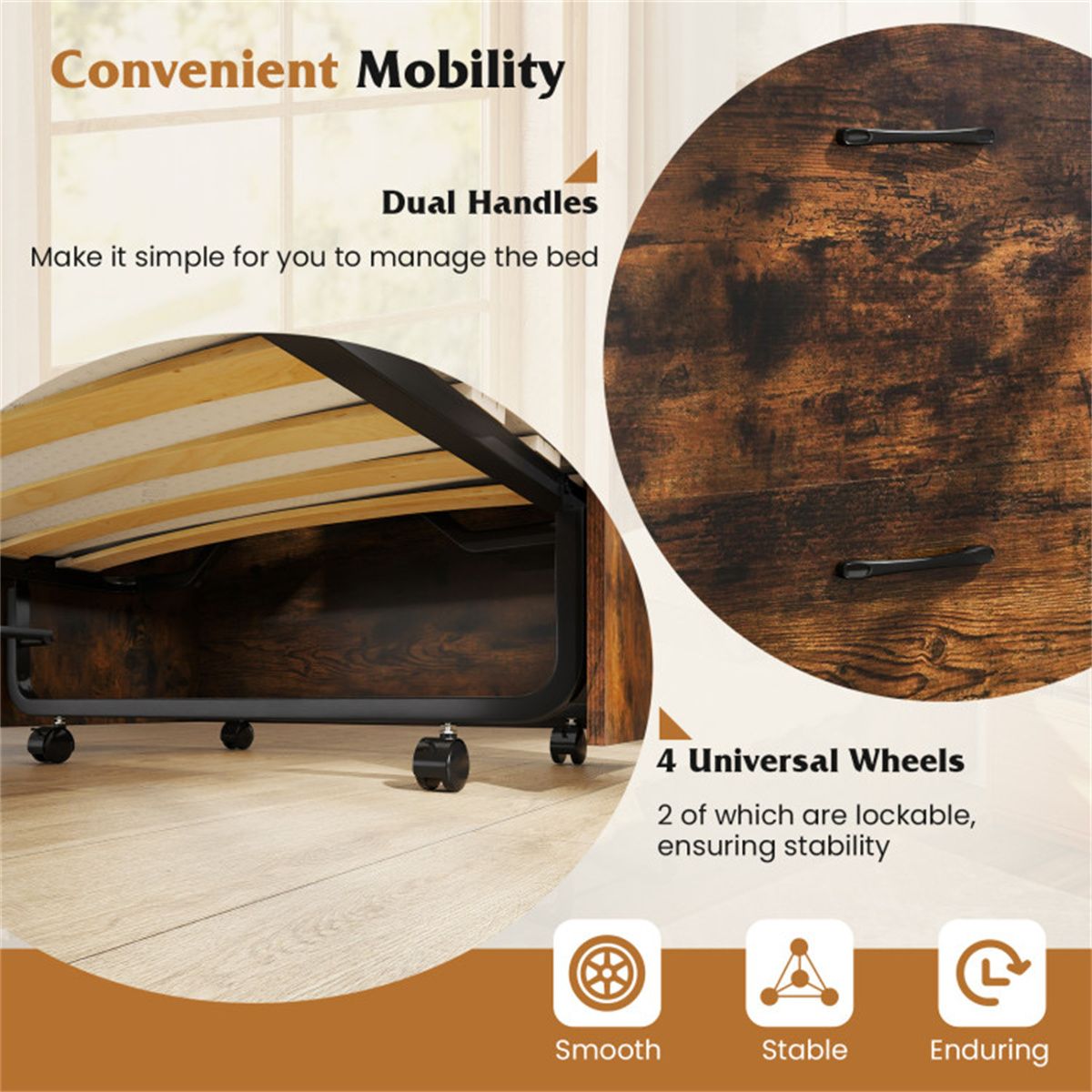 Rolling Foldable Cabinet Bed for Flexible Guest Spaces