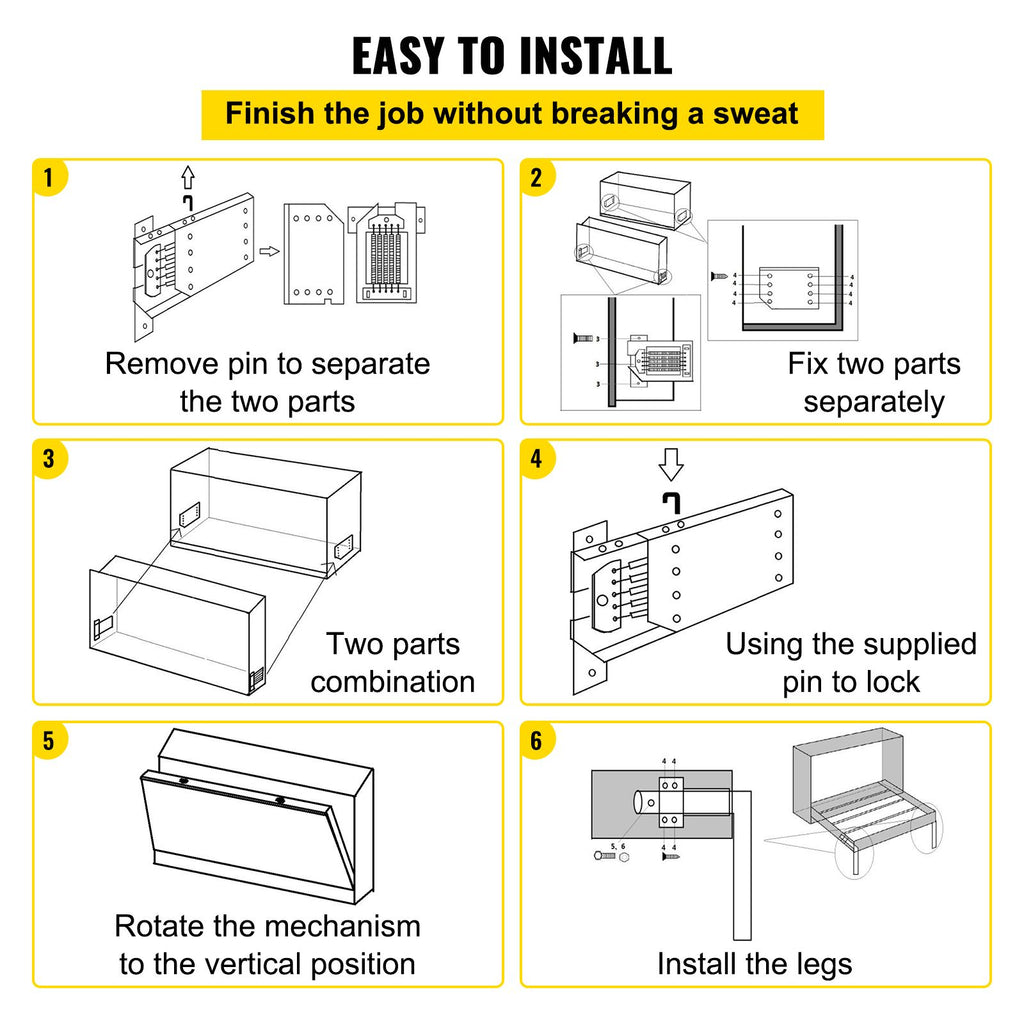 Horizontal Murphy Bed Spring Mechanism Hardware Kit