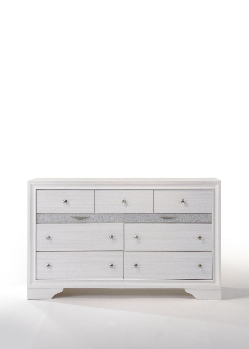 Naima Textured White Dresser with Jewelry Drawer
