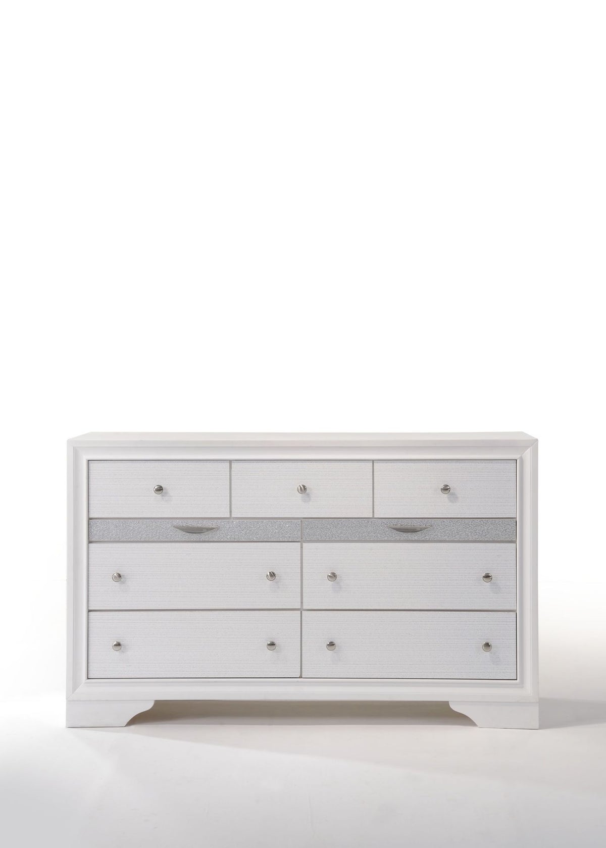 Naima Textured White Dresser with Jewelry Drawer