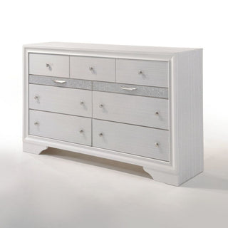 Naima Textured White Dresser with Jewelry Drawer