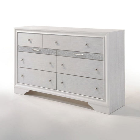 Naima Textured White Dresser with Jewelry Drawer