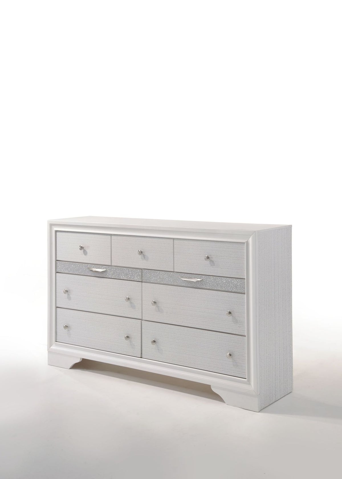 Naima Textured White Dresser with Jewelry Drawer