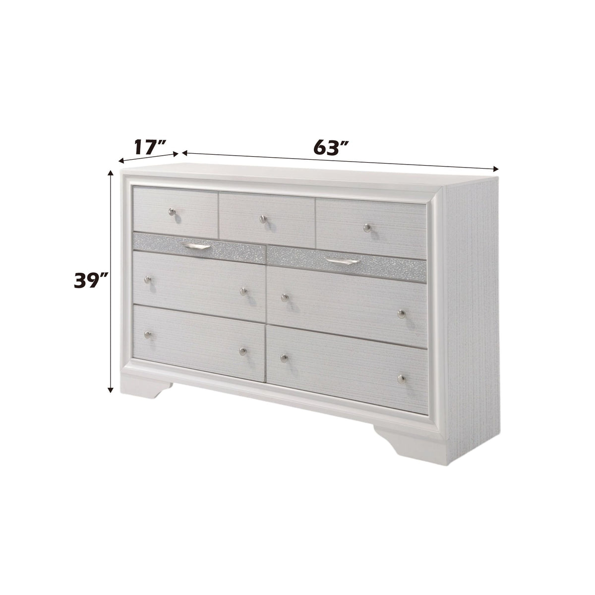 Naima Textured White Dresser with Jewelry Drawer