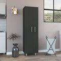 Double-Door Cleaning Cabinet with Five Shelves – Black/White