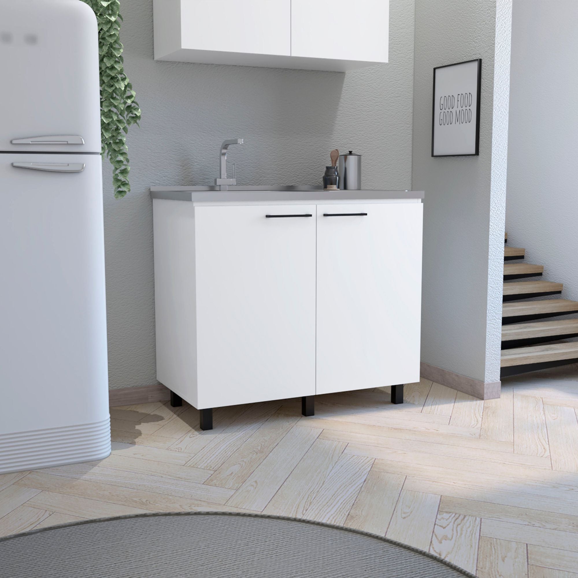 Napoles 2 Utility Sink Cabinet with Countertop and Shelf