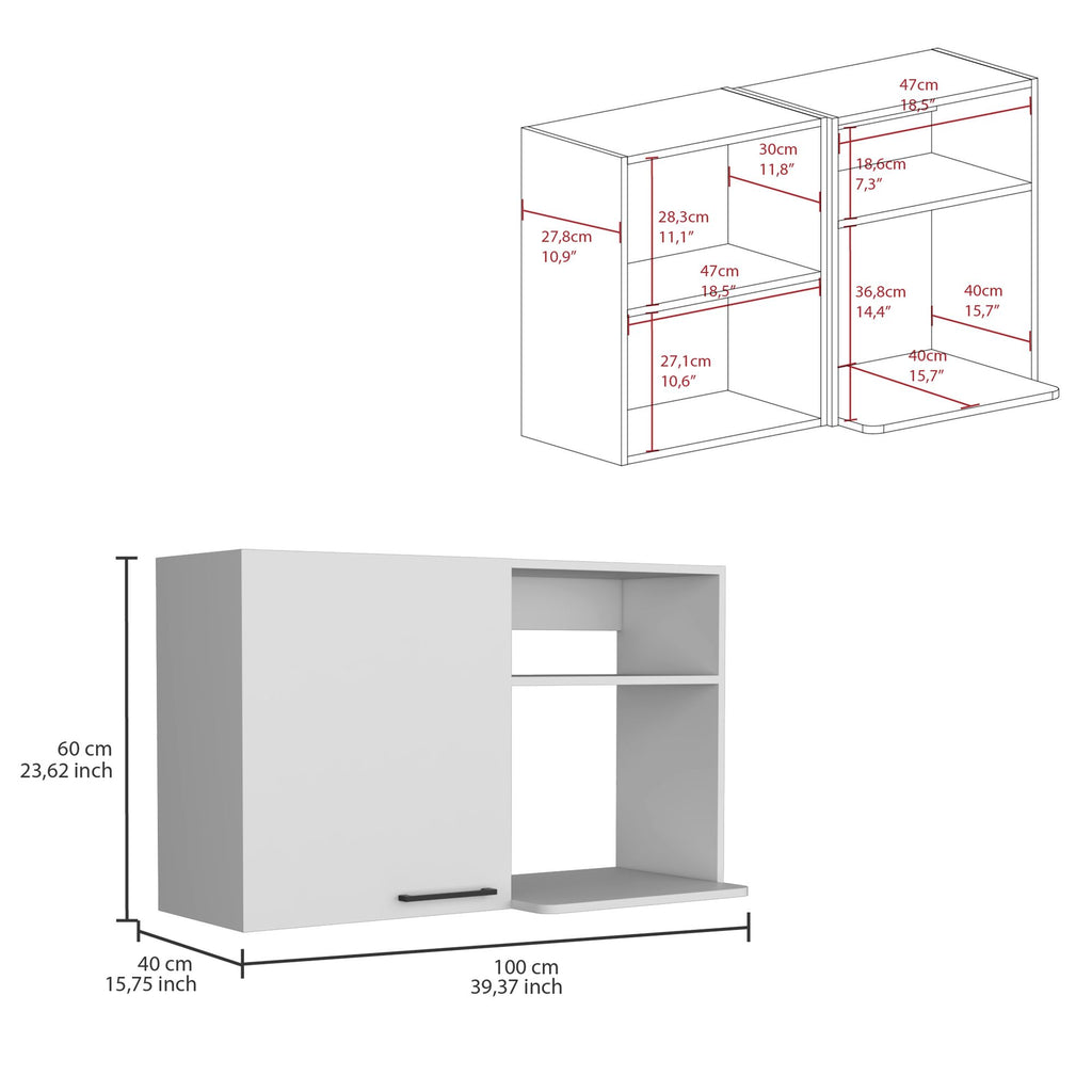 Napoles 2 Wall Cabinet with Open Shelves and Single Door