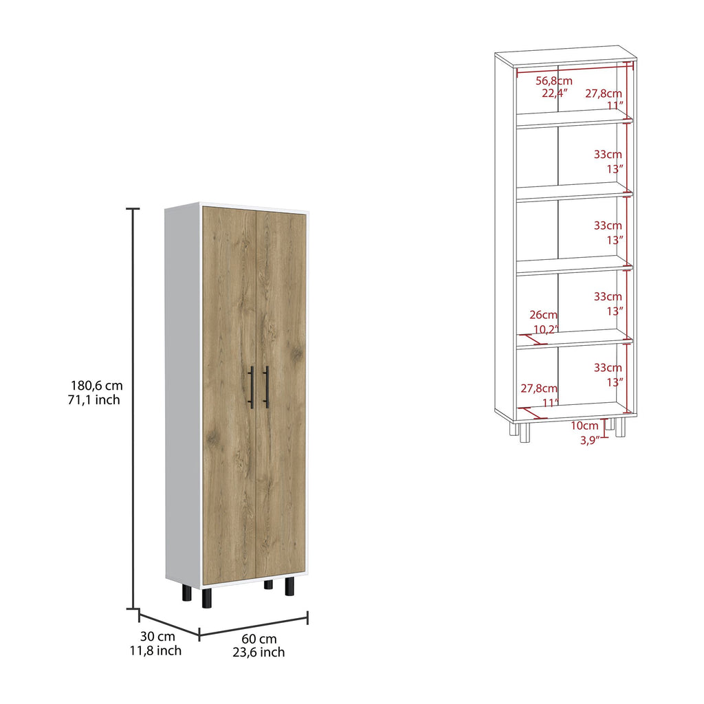 Space-Saving Multistorage Pantry Cabinet with Five Shelves