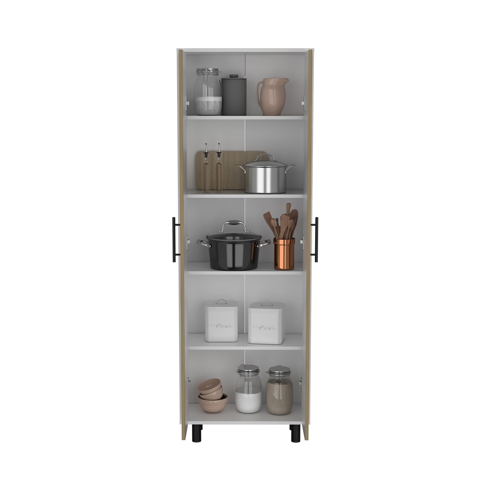 Space-Saving Multistorage Pantry Cabinet with Five Shelves