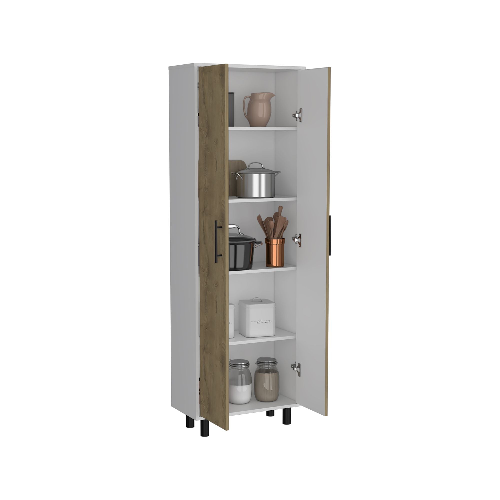 Space-Saving Multistorage Pantry Cabinet with Five Shelves