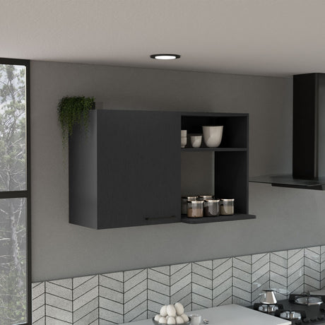 Napoles One Door Wall Cabinet: Two Open Shelves for Kitchen Storage
