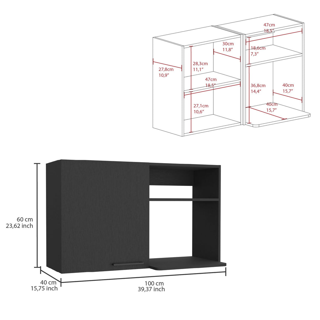 Napoles One Door Wall Cabinet: Two Open Shelves for Kitchen Storage