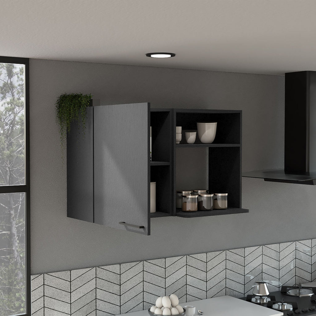 Napoles One Door Wall Cabinet: Two Open Shelves for Kitchen Storage