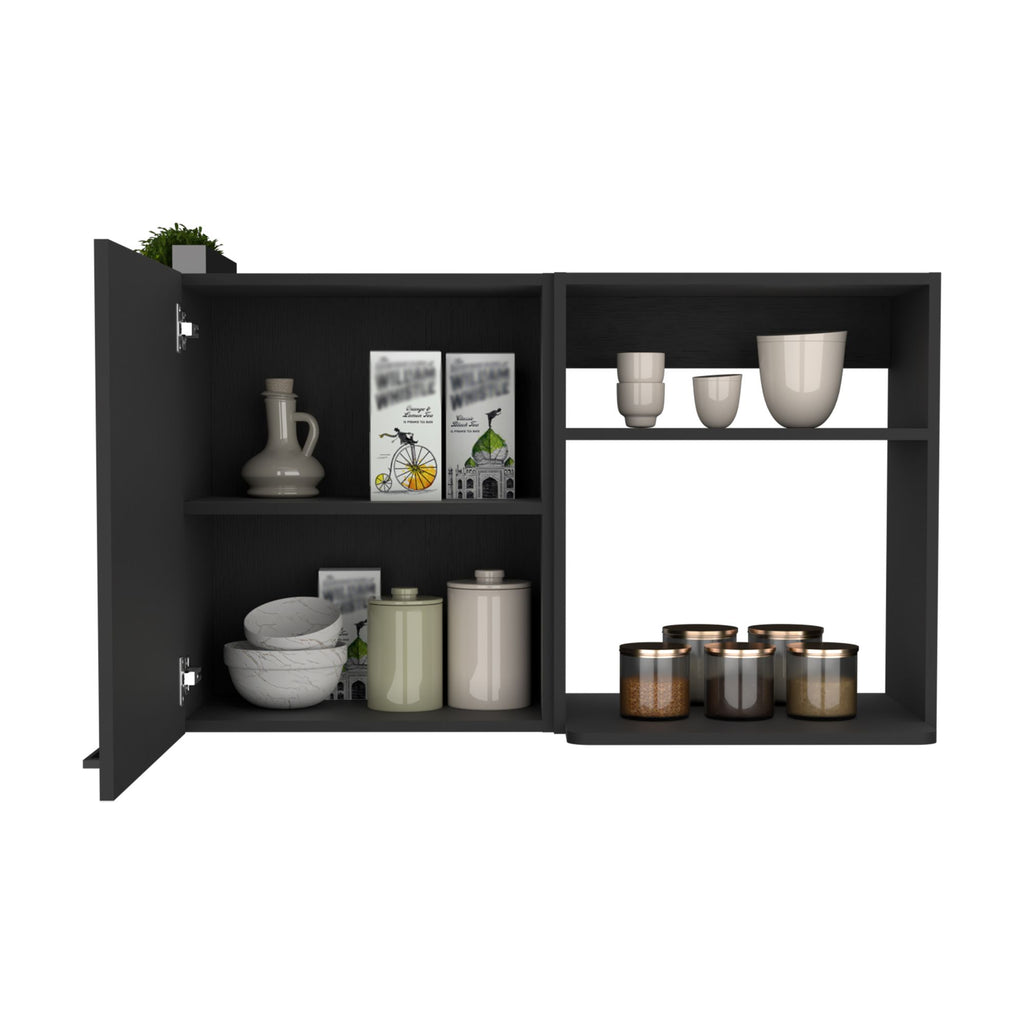 Napoles One Door Wall Cabinet: Two Open Shelves for Kitchen Storage