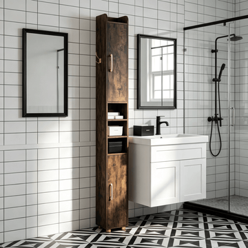 Narrow Bathroom Storage Cabinet Open Shelves Toilet Paper Holder Wall Mounted Organizer