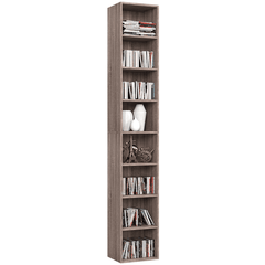 Narrow Bookcase with Adjustable Media Shelves
