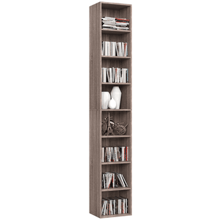 Narrow Bookcase with Adjustable Media Shelves