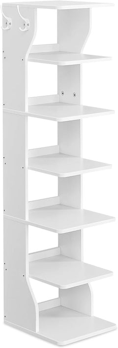 Slim Shoe Storage Organizer with Hooks – Space-Saving Corner Tower for Entryway