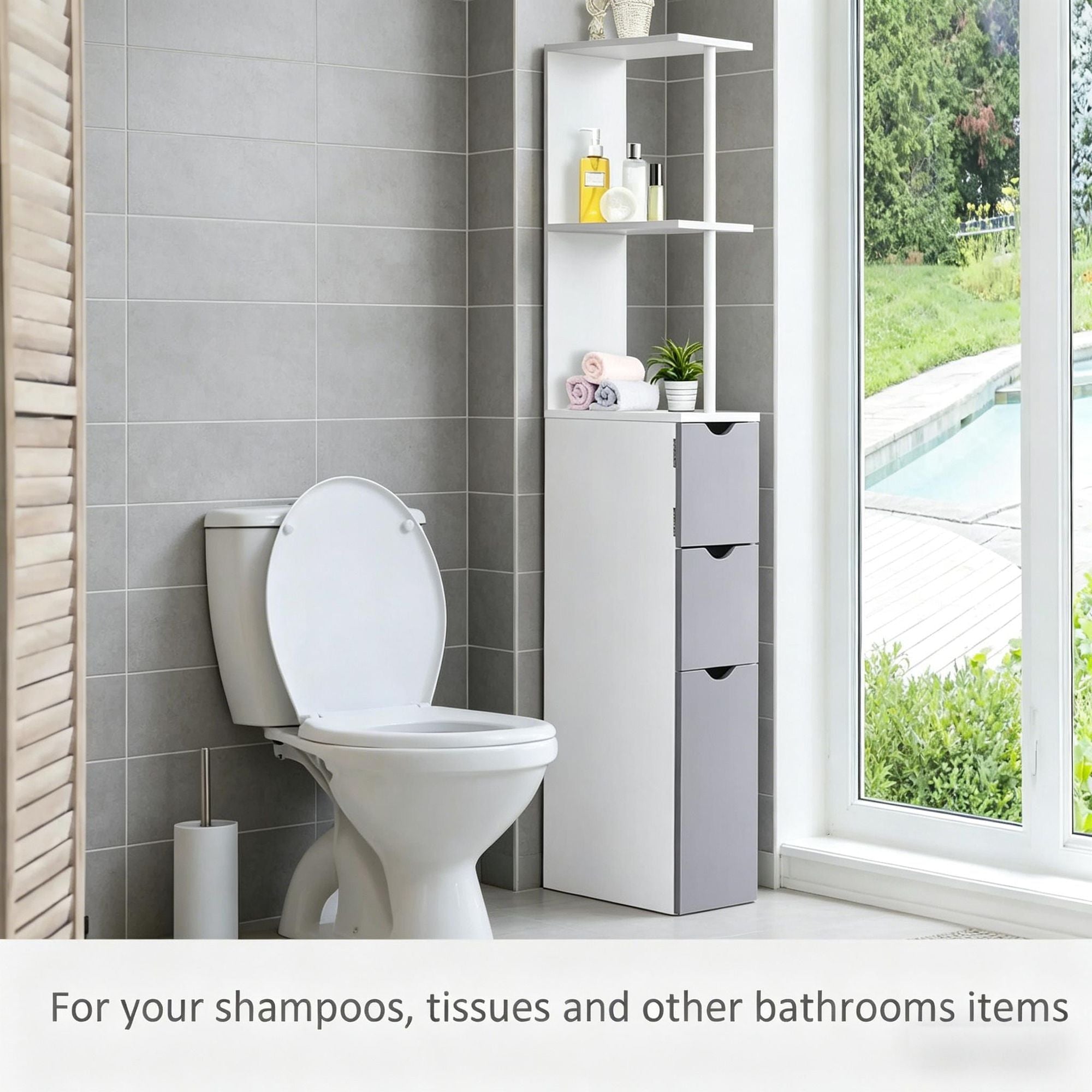 Maximize Bathroom Storage with Slim Space-Saving Cabinet