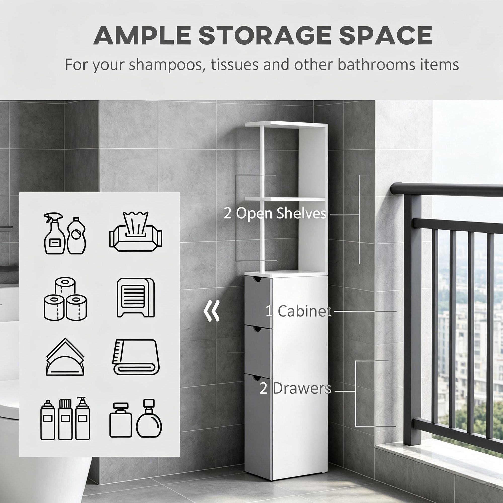 Maximize Bathroom Storage with Slim Space-Saving Cabinet