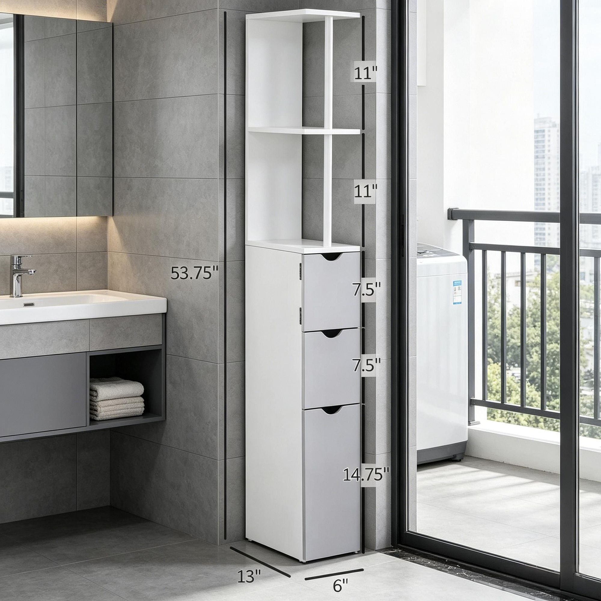 Maximize Bathroom Storage with Slim Space-Saving Cabinet
