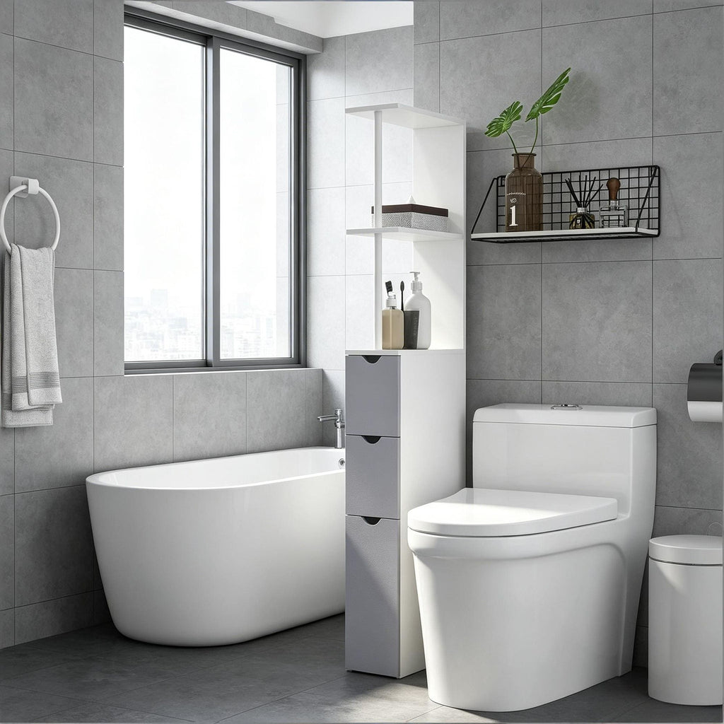 Maximize Bathroom Storage with Slim Space-Saving Cabinet