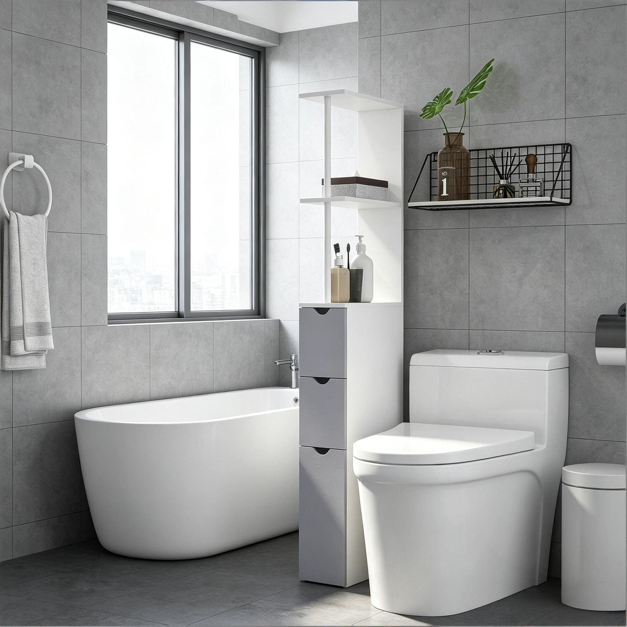 Maximize Bathroom Storage with Slim Space-Saving Cabinet