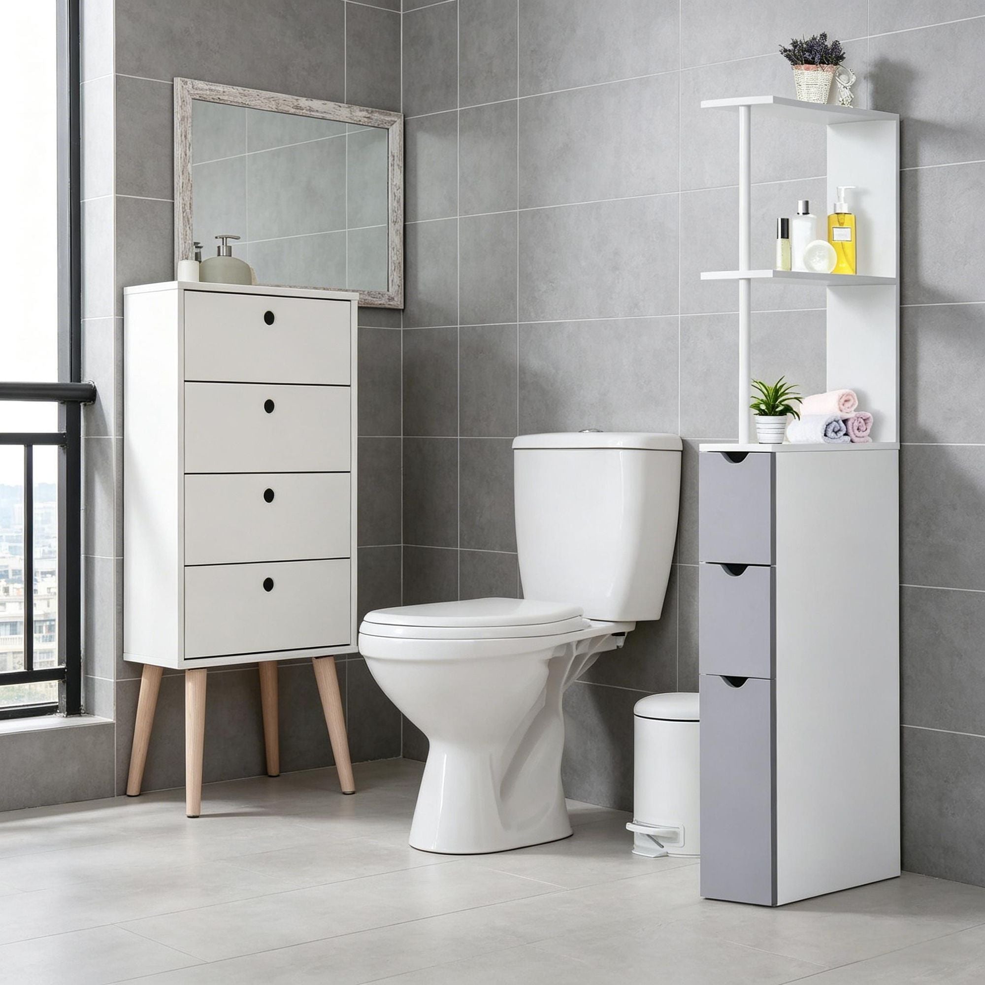 Maximize Bathroom Storage with Slim Space-Saving Cabinet