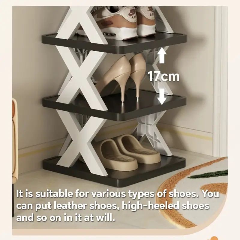 Narrow Vertical Shoe Rack – Holds 9 Pairs, Stackable Plastic Design for Small Spaces