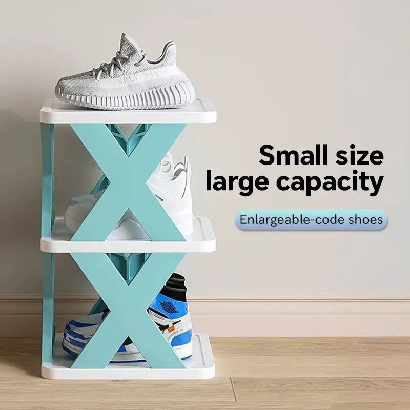 Narrow Vertical Shoe Rack – Holds 9 Pairs, Stackable Plastic Design for Small Spaces