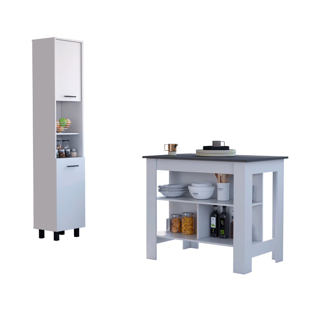 Efficient Kitchen Storage: Island and Pantry Cabinet Set