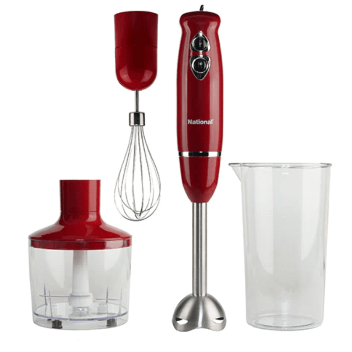 National Multi-Purpose 4-in-1 Immersion Hand Blender - Red