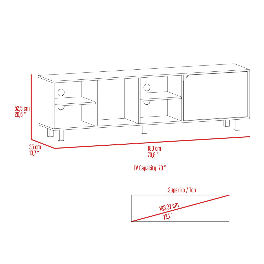 Native TV Stand for TVs up to 70 – Four Open Shelves, Five Legs
