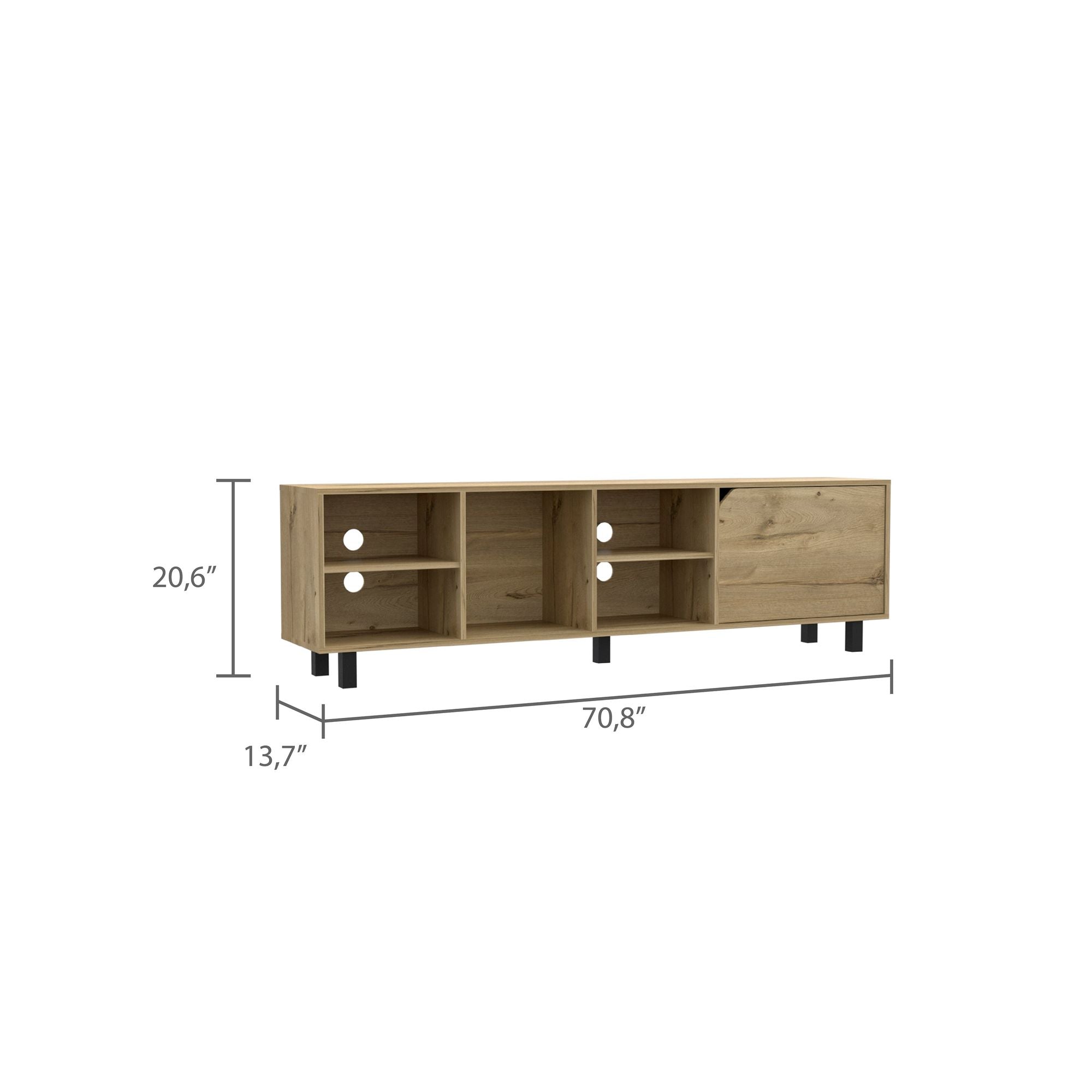 Native TV Stand for TVs up to 70 – Four Open Shelves, Five Legs