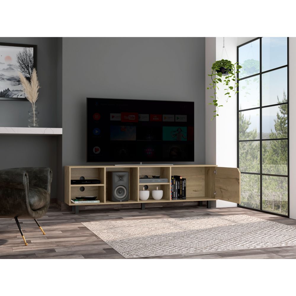Native TV Stand for TVs up to 70 – Four Open Shelves, Five Legs
