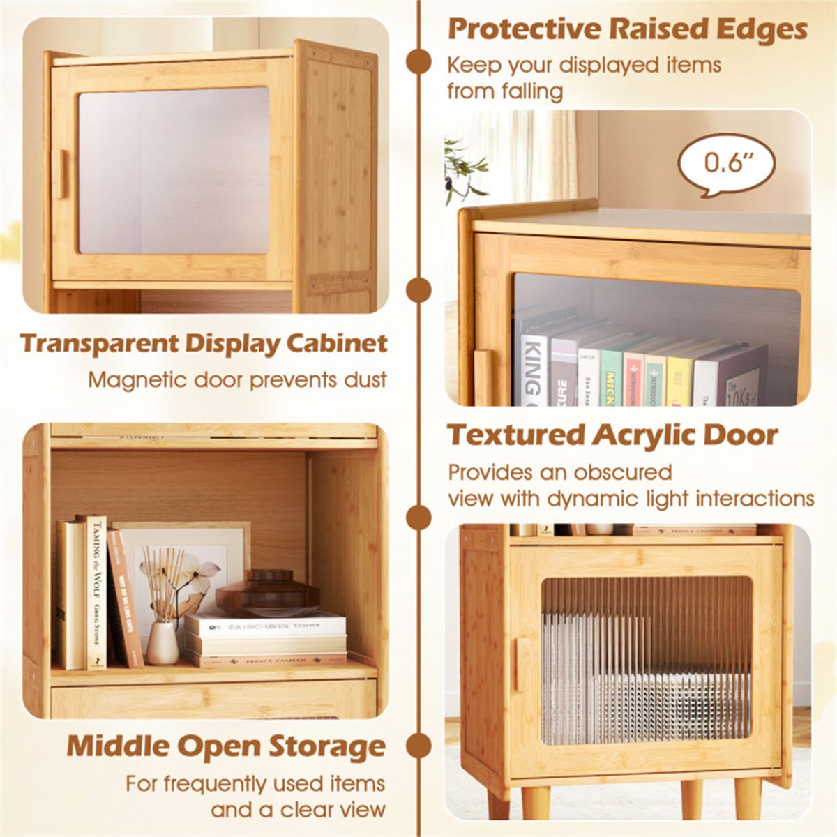 Three-Cube Cabinet with See-Through Doors